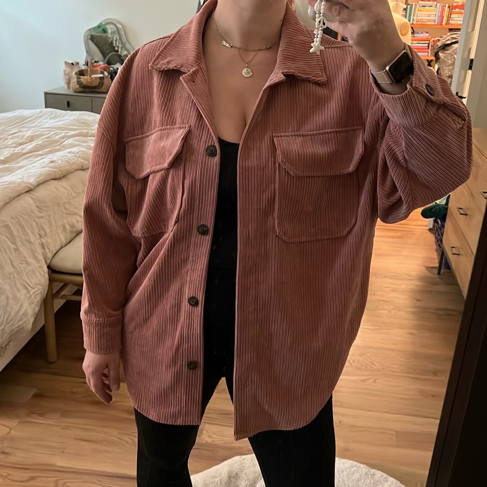 CISONO Oversized Mauve Shirt Jacket